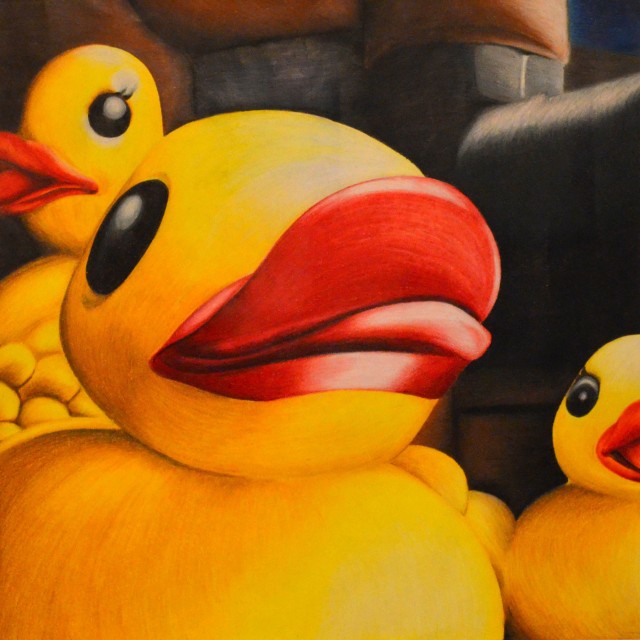 Colored pencil drawing of rubber ducks